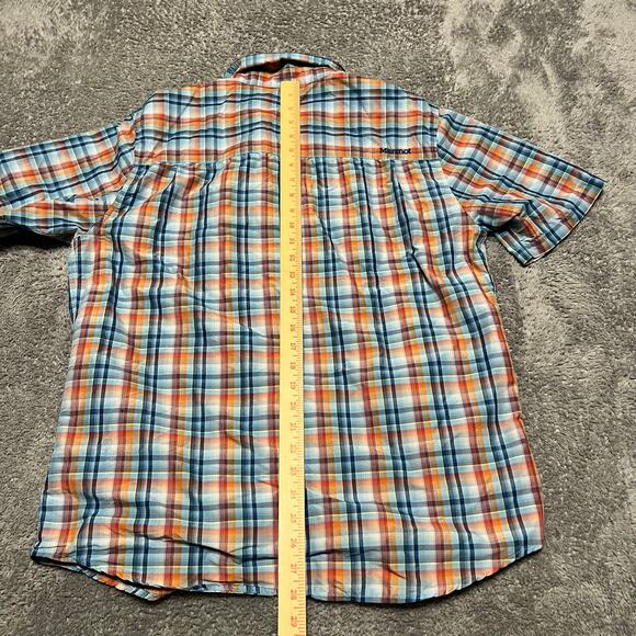 Marmot Shirt Mens Medium Plaid Button Hiking Performance Nylon Short Sleeve - Picture 4 of 6